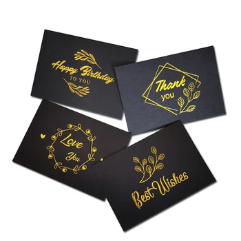 הדפסה מותאם אישית יוקרה רוז זהב פויל חם חותמת כרטיס ברכה גלויה העסק נייר מצופה כרטיסי תודה