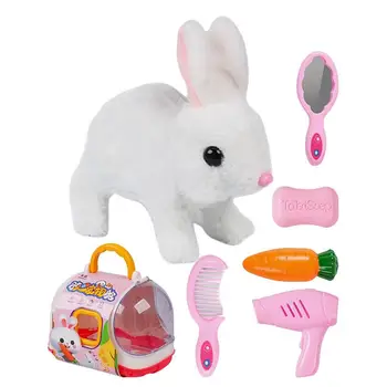 מקפץ ארנב צעצוע חמוד חשמלי ארנב כלב צעצוע קטיפה קיט עם מזון בעלי חיים קטיפה חיות מחמד צעצוע לילדים, פעוטות בנות בנים.