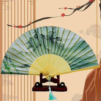 סינית יפנית קיפול מניפה עץ שוק קלאסית לרקוד אוהד באיכות גבוהה ציצית Elegent נקבה אוהד