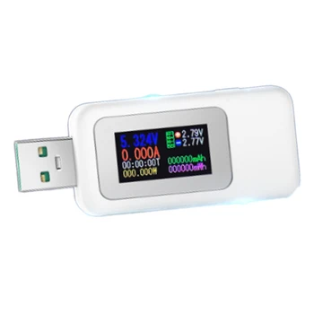 צבע תצוגת USB הבוחן 0-6.5 זרם 4-30V מודד ניטור תצוגת זמן ניידים כוחות זיהוי MX18L(לבן)