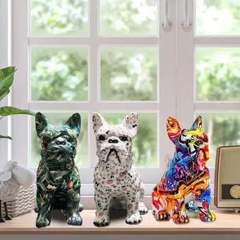 צבוע בולדוג פסל כלב דקורטיבי פסל גרפיטי חיה פסל Nodic עיצוב הבית פסלונים דקורטיביים מתנה עבור אוהבי כלבים