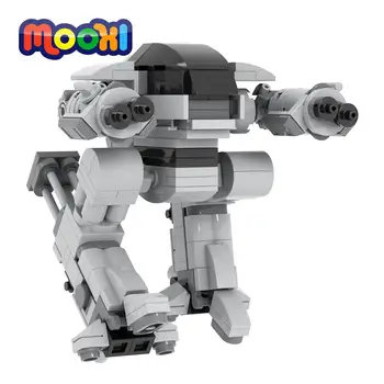 MOOXI סרט להבין את מודל הבניין ED209 רובוט Mecha דרואיד התאספו לבנים DIY דמות צעצוע לילדים מתנת MOC1205