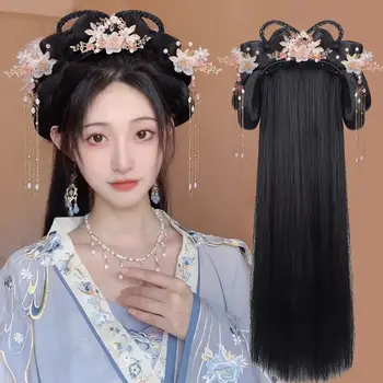 Hanfu כיסוי הראש תחפושת הפאה משולב עצלן hairband סט מלא של אביזרי שיער עתיק לחמניה עיצוב שיער משטח החוזה.