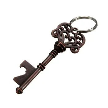 מפתח עתיק בצורת יין בירה, פותחן בקבוקים בר הכלי מסיבת חתונה מתנה מחזיק מפתחות צבע: ברונזה