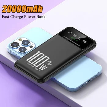100W סופר מהיר טעינת כוח הבנק 20000mAh מטען נייד חיצוני סוללה Powerbank עבור iPhone Xiaomi Huawei סמסונג