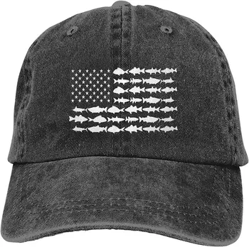 חם אופנה מזדמן מצחיק כובע בייסבול אבא כובע - אמריקאי דגים דגל מתכוונן שטף כותנה רכה כובע בייסבול עבור Mens Womens