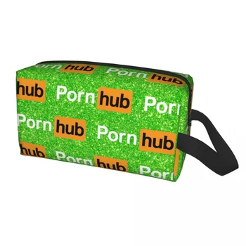 Pornhubs לוגו תיק איפור לנשים נסיעות קוסמטיים ארגונית חמוד אחסון רחצה שקיות