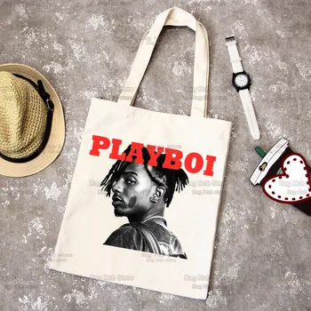 Playboi Carti אלבום מוסיקת אדום-90 ראפ היפ הופ קניות תיק קניות אקולוגי בד כותנה הקונה Bolsas De Tela תיק שק Shoping
