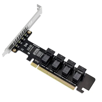PCIeX16 4-יציאת יו. 2-SFF-8639 כרטיס הרחבה PCI-E 16X ל-4 יציאות יו. 2-SFF-8643/8639 לפצל את הכרטיס על מחשב