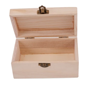 1PC עץ קופסאות מתנה עם מכסה מרובע צירים תכשיטים מלאכה תיבת אחסון לקישוט הבית DIY בעבודת יד מתנת היום