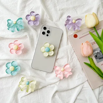 חמוד אפוקסי קריסטל פרח ברור סוגר טלפון אחיזה טוק Griptok מחזיק טבעת עבור iPhone 14 Pro אביזרים מחזיק טלפון