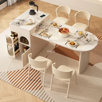 נורדי המשרד שולחן האוכל סט 6 כיסאות קטנים Apartmen מיקרוגל האיים אחסון לשרת Muebles De Cocina מטבח ריהוט נמוך