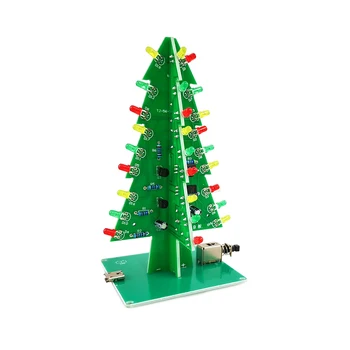 תלת מימדי 3D עץ חג המולד הוביל DIY ערכת אדום/ירוק/צהוב פלאש LED חשמלי קיט אלקטרוני כיף Suite