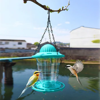 להאכלת ציפורים תלייה מתקפל הציפורים מיכל ציפור מזין חיצוני פלסטיק ציפור מים מזין חיצוני תלוי מזין