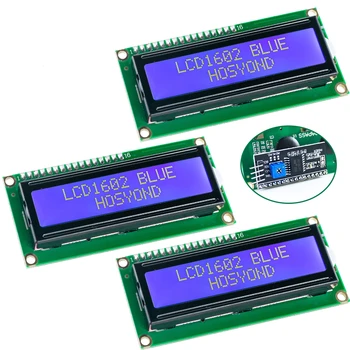1/3pcs IIC 1602 תצוגת LCD מודול I2C כחול עם תאורה אחורית LCD1602 מסך תצוגה מודול עבור Arduino Pi פטל