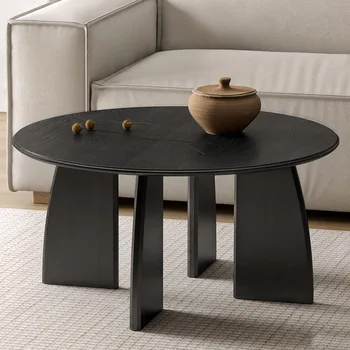 שחור סיבוב עיצוב הסלון מרכז שולחן פינת אוכל עץ מינימליסטי מרכז שולחן צד חיצוני Muebles תכליתי רהיטים