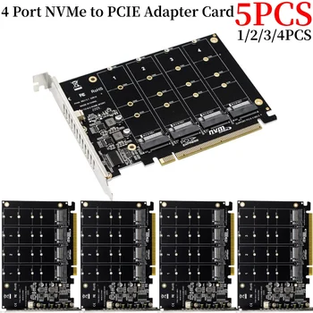 1~5PCS 4 נמל NVMe כדי PCIE כרטיס מתאם מ. 2 NVME כדי PCIe X16 מתאם 4X32Gbps מ ' מפתח כונן קשיח ממיר קורא כרטיס הרחבה