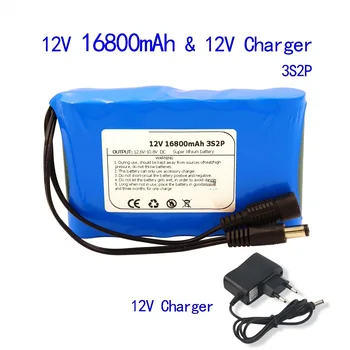 12V 18650 Batterij 16800Mah 18650 Oplaadbare Batterijen 12.6 V Pcb ליתיום Bescherming Boord + 12.6 V מטען 1A