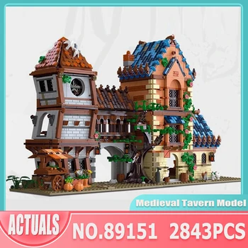 MOC Medievall הפונדק הטירה מודל 89151 מודולרי הבית JIESTAR צעצועים אדריכלות Buliding בלוקים לבנים ילדים מתנות ליום הולדת
