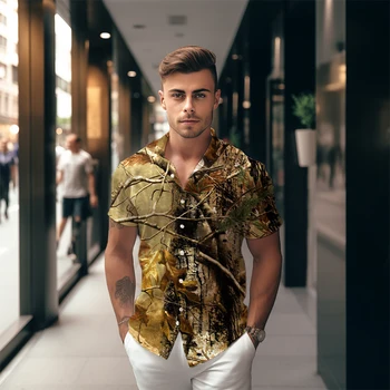 אופנה 3D מודפס חולצת גברים קלאסי כפתור החולצה רחוב Harajuku קצר שרוול חולצת קיץ חם למכור גודל גדול החולצה העליון.