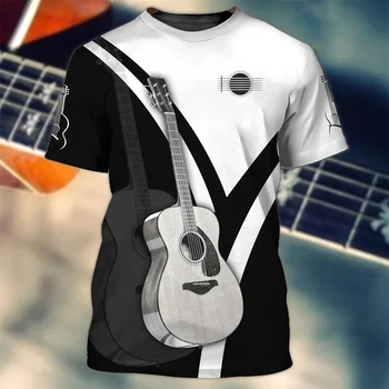 2023 חדש חולצת גברים 3d גיטרה להדפיס חולצה הצוות Neckshort שרוול Tees היפ הופ Harajuku אופנת רחוב קיץ אופנה מזדמן החולצה