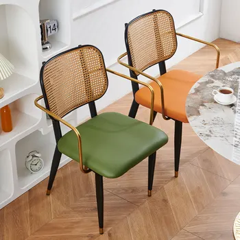 בסגנון נורדי האוכל הכיסא אור יוקרה קש כיסא לשימוש ביתי מעצב כיסא נגד החלקה ללבוש עמיד וקל לניקוי