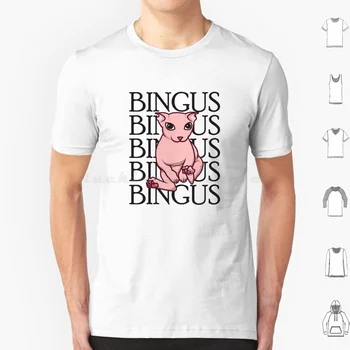 Bingus טקסט מערך לבן חולצת כותנה גברים נשים Diy הדפסה Bingus Bingus מם Bingus הספינקס חתול הספינקס חתול Bingus חתול Bingus