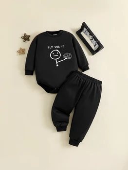 ליל כל הקדושים תינוק בייבי בנים היילוד סתיו אופנה הדפס מעניין המוח העליון שרוול+עבור מכנסיים הפעוט לבוש תלבושת 0-36