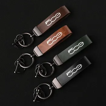 אופנה עור מחזיק מפתחות העסק מתנה מפתח רצועה גברים נשים המכונית לוגו מותאם אישית Keyring עבור פיאט 500E אביזרים
