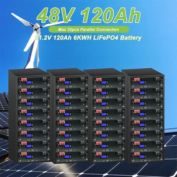 48V 100Ah 120Ah 200Ah סוללת LiFePo4 תמיכה מקס 32pcs חיבור מקביל פרוטוקול ליתיום ברזל פוספט סוללה