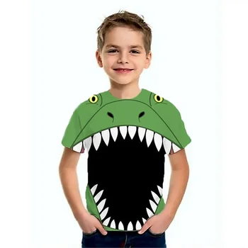 בנים בנות חולצות קיץ קריקטורה ימית דגים 3D מודפס קצר שרוול פעוטות ילדים TeesTops ילדים הבגדים