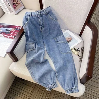 Y2k קוריאנית מסוגנן ג 'ינס מכנסי דגמ