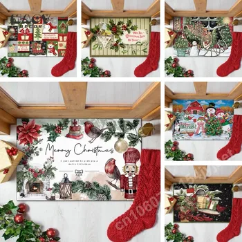 סדרת חג המולד שטיח הרצפה המצוירת, השטיח בסלון ספה שולחן שטיחים נגד החלקה ארון נעליים בכניסה מחצלות החג עיצוב