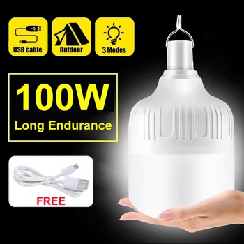 נייד פנס קמפינג 100W ניתן לעמעום אור LED לילה נורת תאורת חירום חיצוני אוהל תליית מנורה לטיולים בגינה, ברביקיו