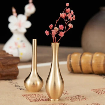 מיני עיצוב אגרטל שולחן העבודה נחושת אגרטל דקורטיבי מלאכות עתיקות אגרטל מתכת הסלון סידור פרחים קישוטים יצירתיים