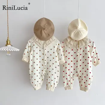 RiniLucia 0-24M התינוק בגדי בנות 2023 הרך הנולד רומפר ילדים, תינוקות בגדי הגוף שרוול ארוך הדפסה סרבלים תלבושת
