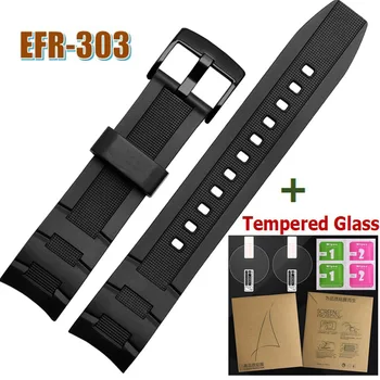 חכם שעון יד הלהקה Ca sio EFR-303 מגיני מסך זכוכית מחוסמת הסרט EFR303 רצועת צמיד אביזרים רצועת שעון חגורה