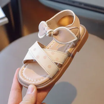 קשת-קשר התינוקת סנדלים לילדים נעליים שטוחות, סנדלים ילדה נעלי קיץ מזדמן Sandalias לילדים ילדים פעוטה נעליים