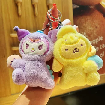 Sanrio צעצועים קטיפה Cinnamoroll Kuromi שלי מלודי אנימה חמודה Plushie מחזיק מפתחות עם תליון מצוייר בובת צעצוע לילדים בנות מתנה