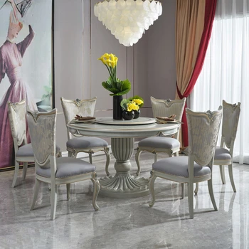 בסגנון אירופאי נאו-קלאסי מעץ מלא שולחן האוכל בחדר האוכל משק הבית סביב שולחן האוכל הכיסא שילוב רהיטים