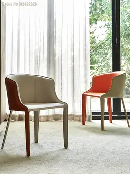נורדי מעצב אופנה פנאי כורסה האוכל כיסא מודרני מאוד פשוט אוכף עור קשה מסעדה מלון הכיסא