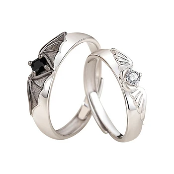 2x עדינות מלאך השטן אגף האצבע טבעת מתכווננת טבעת פתוחה תכשיטים מתנות נשים הסיטוניים