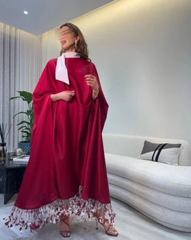 AsaNagi יין אדום שמלות ערב צנועות, בגדים קלים נשים אלגנטי, שמלת מסיבת החתונה הסעודית ערבית 2023 vestidos דה לפסטה