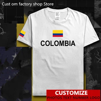 קולומביה מדינה דגל חולצה חינם מותאם אישית-ג ' רזי DIY שם מספר לוגו 100% כותנה חולצות גברים נשים רופף החולצה מזדמנים