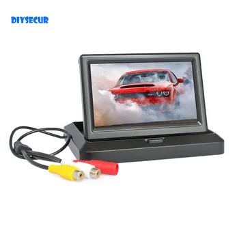 DIYSECUR 5אינטש מתקפל TFT-LCD צג המכונית הפוכה אחורית מכונית לפקח על מצלמת וידאו DVD