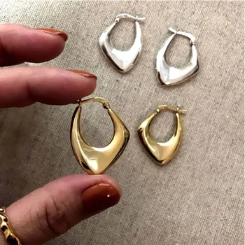 2023 חדש גיאומטריות מתכת עגילי חישוק לנשים צבע זהב אופנה ליידי האוזן של עגילים ללבוש יומיומי רב תכליתי תכשיטים מתנות