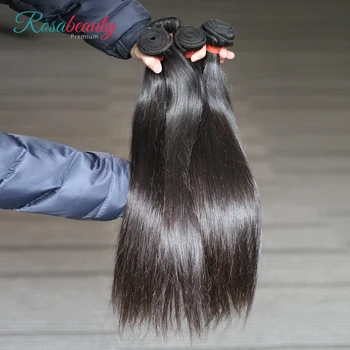 Rosabeauty 3 יח שיער אנושי חבילות ברזילאי שיער לארוג 100% לא מעובד 10A בתולה תוספות שיער Wefts 28 ס 