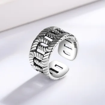 FoYuan צבע כסף בציר בצק מטוגן פיתולים ארוג טבעת חדשה טבעת פתוחה האישיות רחב שרשרת טבעת קוריאנית תכשיטים