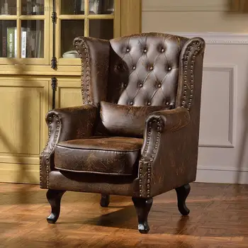 Muebles כיסא יחיד-מושב ספה כסא אמריקאי בסגנון אירופי קפה רטרו סקנדינבי ספת עור בהיר יוקרה נורדי