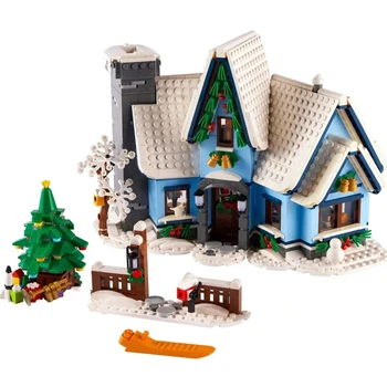 10199 סנטה לבקר 10293 בניין ערכת מתנות לילדים החורף תחנת הרכבת מתנת חג מולד לבנים צעצועים לילדים 10267